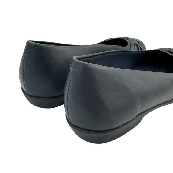 Walking Cradles NARROW Dark Navy Leather Round Toe Slip On Cushioned Ballet Flat - Picture 9 of 11